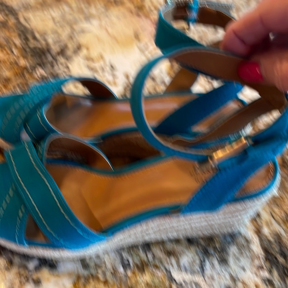 Bass turquoise wedge sandals